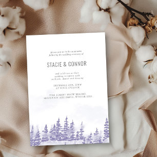 Invitation Réception de mariage gris lavande en forêt hiverna