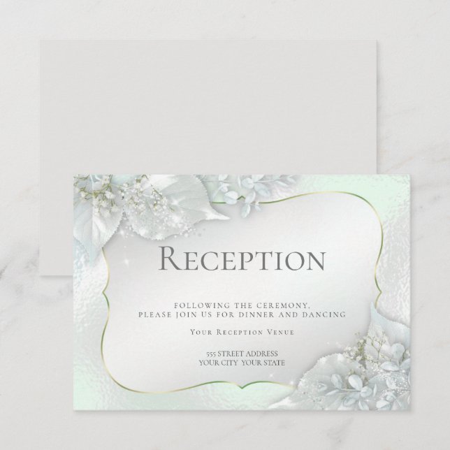 Invitation Réception de mariage | Honeydew Green Shimmer (Devant / Derrière)