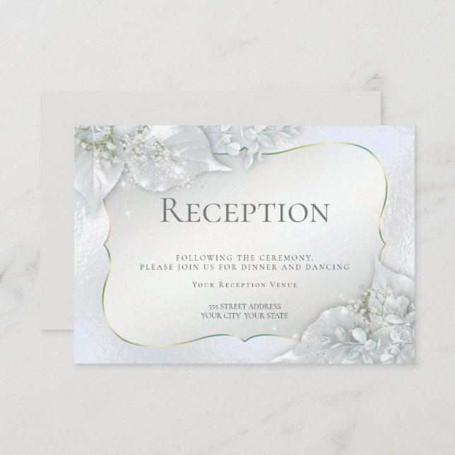 Invitation Réception de mariage | Icy Glacier Blue Shimmer (Devant / Derrière)