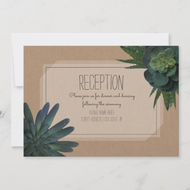 Invitation Réception De Mariage Inspiré De Cardstock Succulen (Devant)