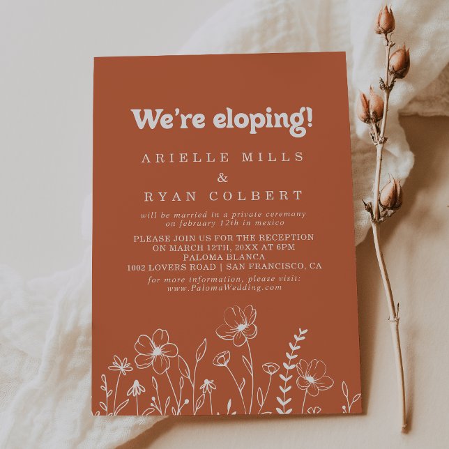 Invitation Réception de mariage intime aux fleurs sauvages en (Créateur téléchargé)