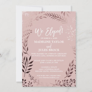 Invitation Réception de mariage intime élégante rose gold et