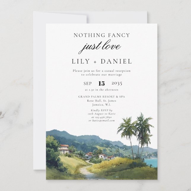 Invitation Réception de mariage intime tropical des Caraïbes (Devant)