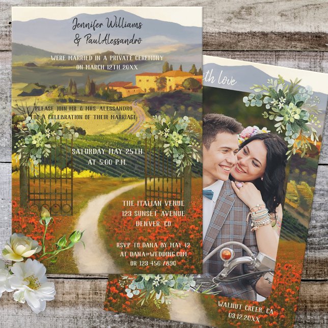 Invitation Réception de Mariage Italien Romantique Photo Pers (Créateur téléchargé)
