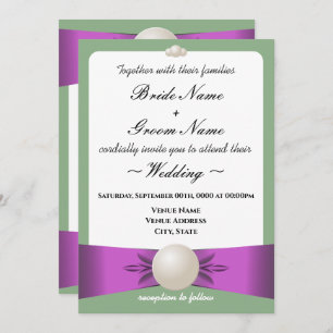 Invitation Réception de mariage Lilac & Sage Pearl Ribbon