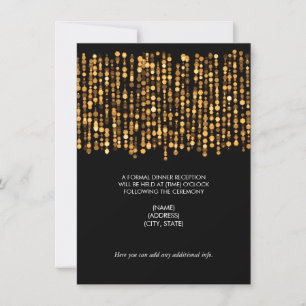 Invitation Réception de mariage lumières dorées modernes
