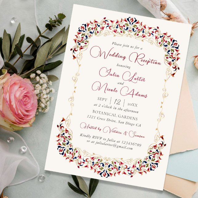 Invitation Réception de mariage luxueuse botanique florale pa (Créateur téléchargé)