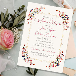 Invitation Réception de mariage luxueuse botanique florale pa