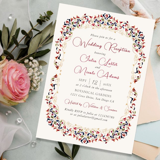 Invitation Réception de mariage luxueuse florale botanique pa (Créateur téléchargé)