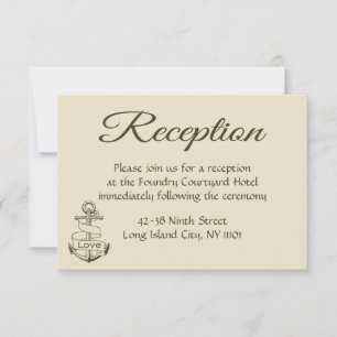 Invitation Réception de mariage Marron Tan Ancre de Navire