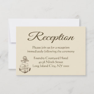 Invitation Réception de mariage Marron Tan Ancre de Navire