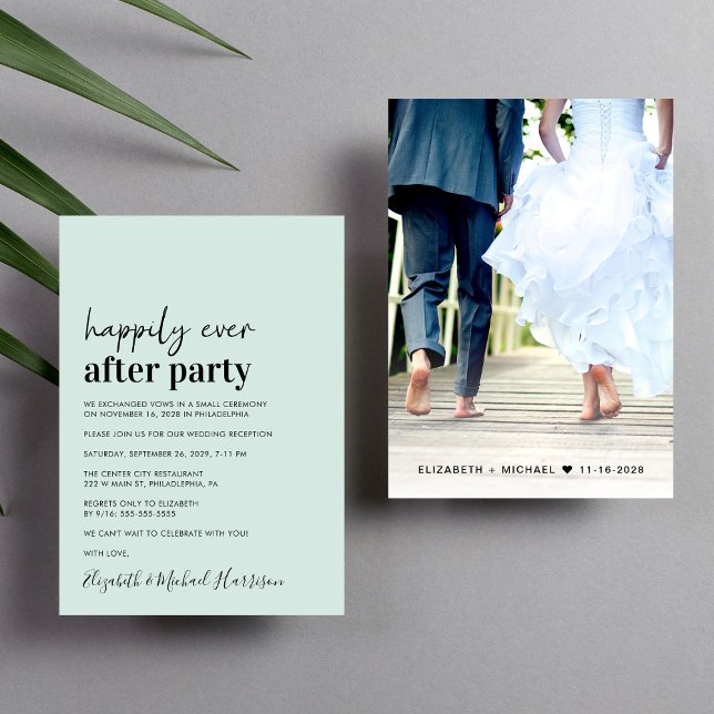 Invitation Réception de mariage minimal moderne de la médaill (An chic Happily Ever After Party invitation for your wedding celebration)