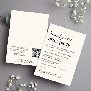 Invitation Réception de mariage minimal moderne QR Code Cream