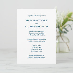 Invitation Réception de mariage minimaliste bleu espagnol-ang