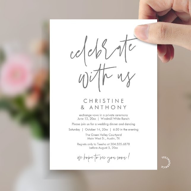 Invitation Réception de mariage minimaliste moderne (Modern Minimal Wedding Reception Dinner Lunch Brunch Invitation Card in dark grey)