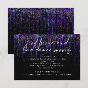 Invitation Réception de mariage moderne avec paillettes viole