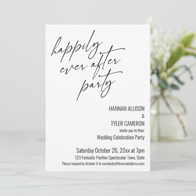 Invitation Réception de mariage moderne avec une fête de fin  (Debout devant)
