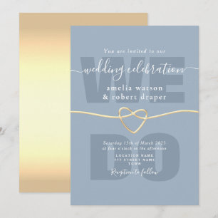Invitation Réception de mariage moderne bleu poussiéreux