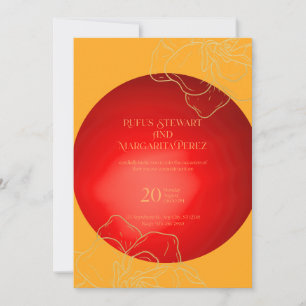 Invitation Réception de mariage moderne chinois Cercle Rouge