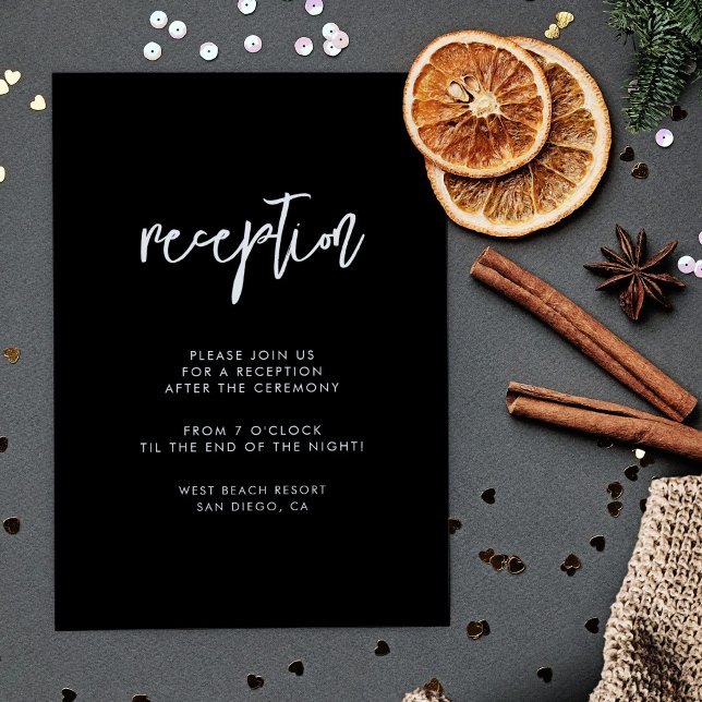 Invitation Réception de mariage moderne contemporain noir (Créateur téléchargé)