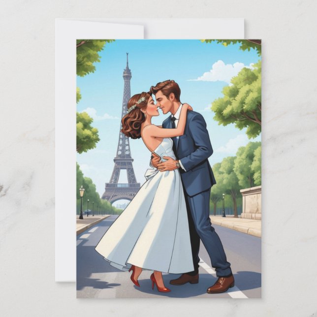 Invitation réception de mariage moderne et heureux après une  (Devant)
