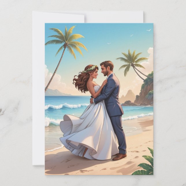 Invitation réception de mariage moderne et heureux après une  (Devant)