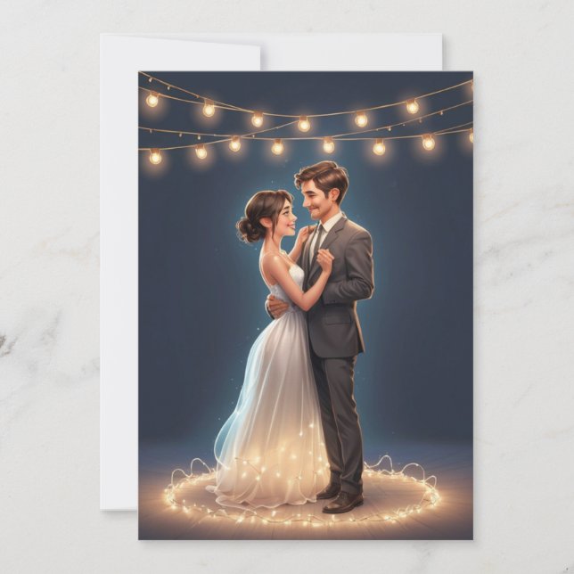 Invitation réception de mariage moderne et heureux après une  (Devant)