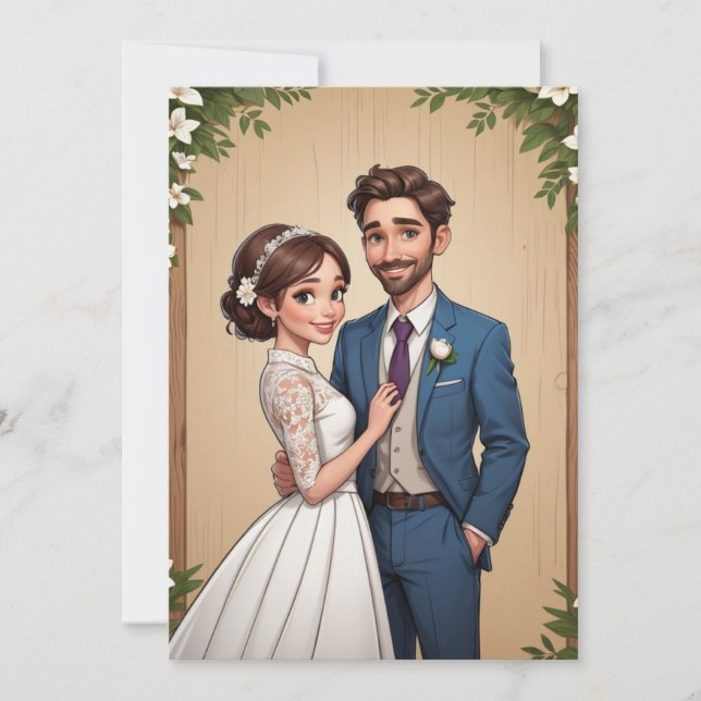 Invitation réception de mariage moderne et heureux après une  (Devant)