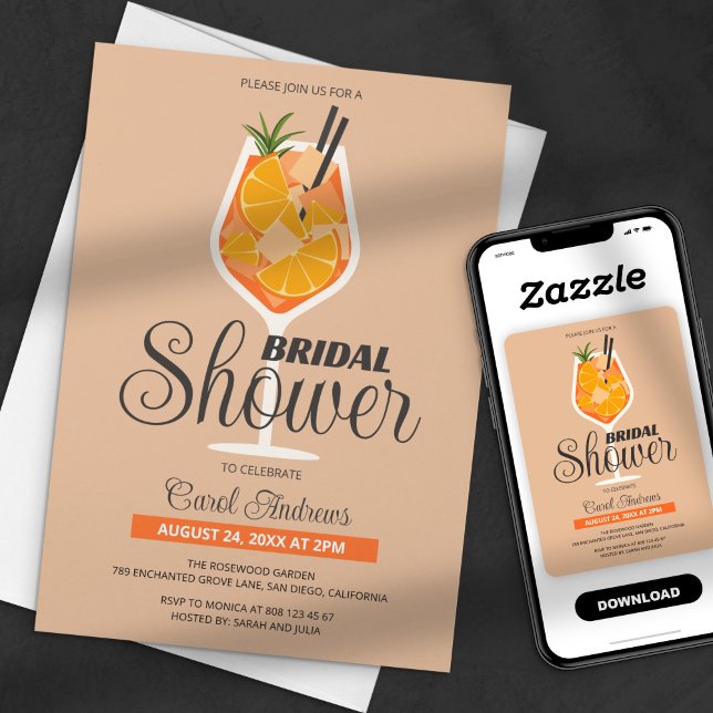 Invitation Réception de mariage moderne et plat Aperol Spritz (Créateur téléchargé)