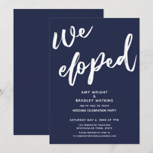 Invitation Réception de mariage moderne Navy Blue où nous nou