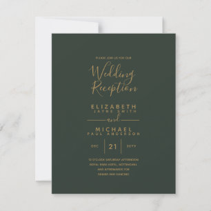Invitation Réception de mariage moderne Olive Green Gold Budg