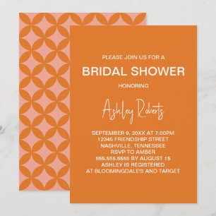 Invitation Réception de mariage moderne orange de style milie