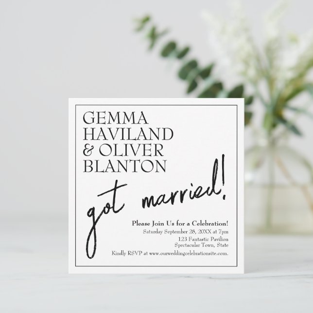Invitation Réception de mariage moderne simple et borduré (Debout devant)