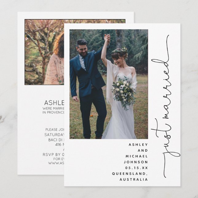 Invitation Réception de mariage moderne tendance uniquement 2 (Devant / Derrière)