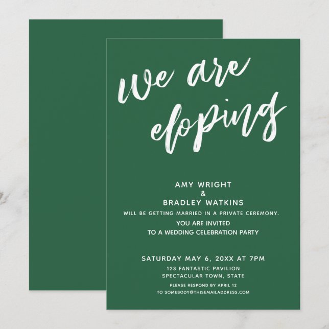 Invitation Réception de mariage Moderne Vert Feuille Nous nou (Devant / Derrière)