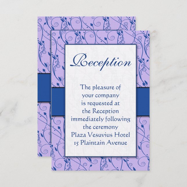 Invitation Réception de mariage Monogram Royal Blue Lilac Swi (Devant / Derrière)