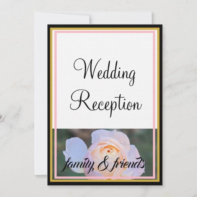Invitation Réception de mariage Monogramme Roses roses pastel (Devant)