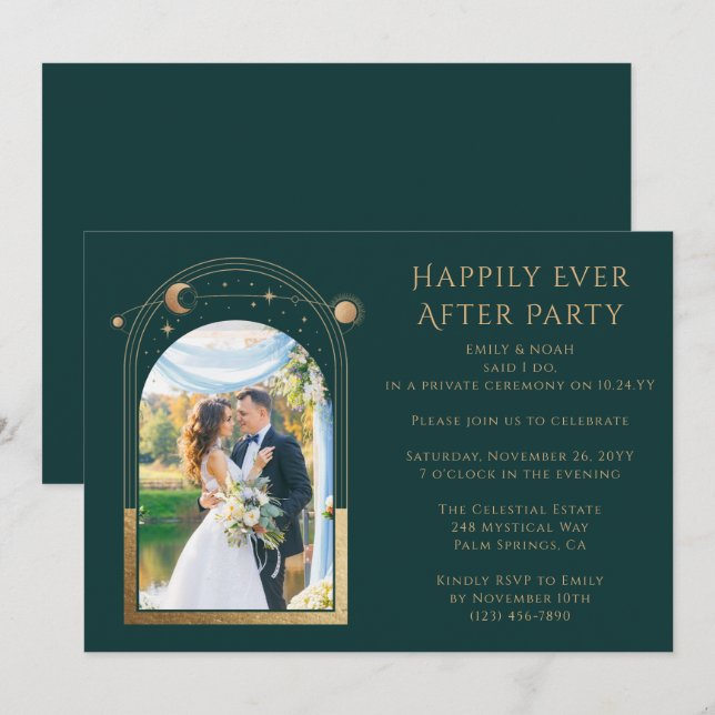 Invitation Réception de mariage mystique et heureux pour touj (Devant / Derrière)