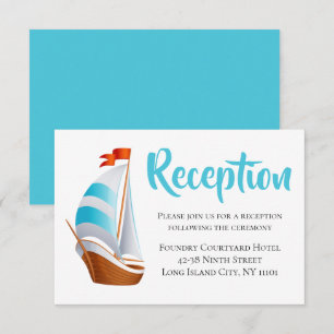 Invitation Réception de mariage nautique bleu turquoise voili