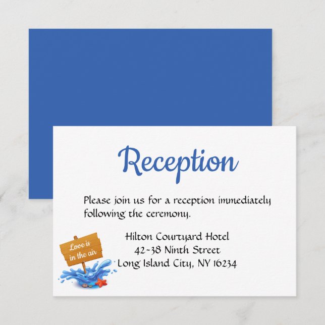 Invitation Réception de mariage nautique bleu Vagues de plage (Devant / Derrière)