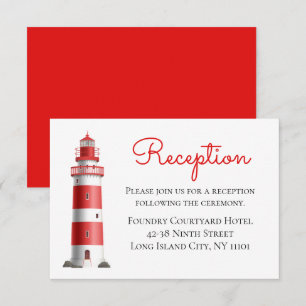 Invitation Réception de mariage nautique Phare Plage Été