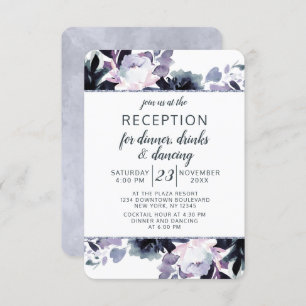 Invitation Réception de mariage Nocturne Floral Argent