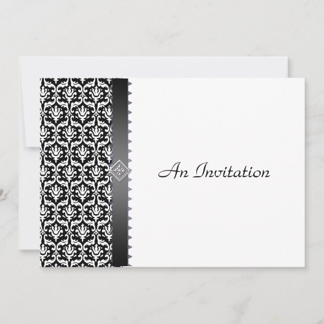 Invitation Réception de mariage noir et blanc (Devant)
