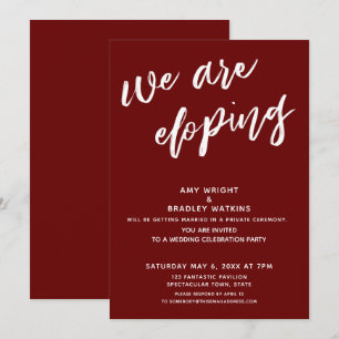 Invitation Réception de mariage Nous nous enfuyons en Bourgog