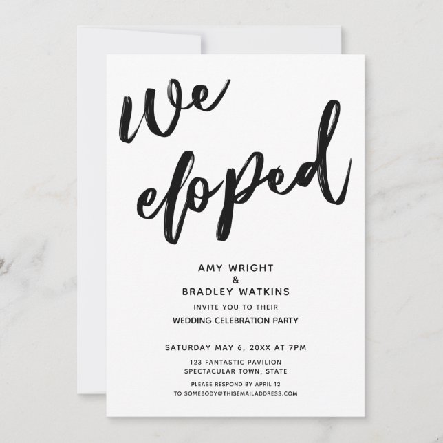 Invitation Réception de mariage Nous nous sommes enfuis sans  (Devant)