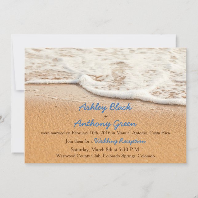 Invitation Réception de mariage Ocean Beach uniquement (Devant)