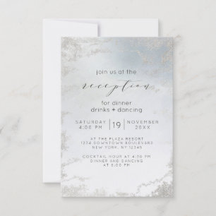 Invitation Réception de mariage Ombre Dusty Blue argent givré