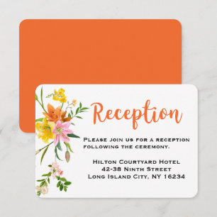 Invitation Réception De Mariage Orange Florale Fleurs Roses L