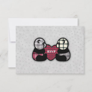 Invitation Réception de mariage Panda Heart RSVP