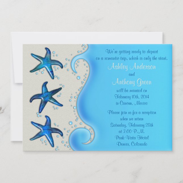 Invitation Réception de mariage Paua Shell Starfish seulement (Devant)
